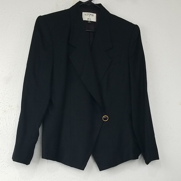Kasper for A.S.L. sz 10 Black Tailored Blazer with Notched Lapels - Picture 1 of 11